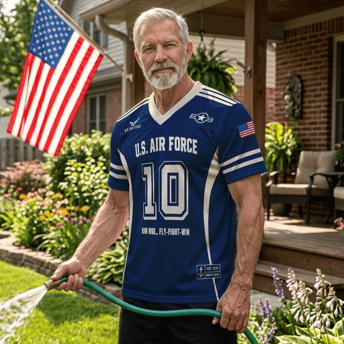 U.S. Air Force Military Jersey Custom Rank Name Text and Number