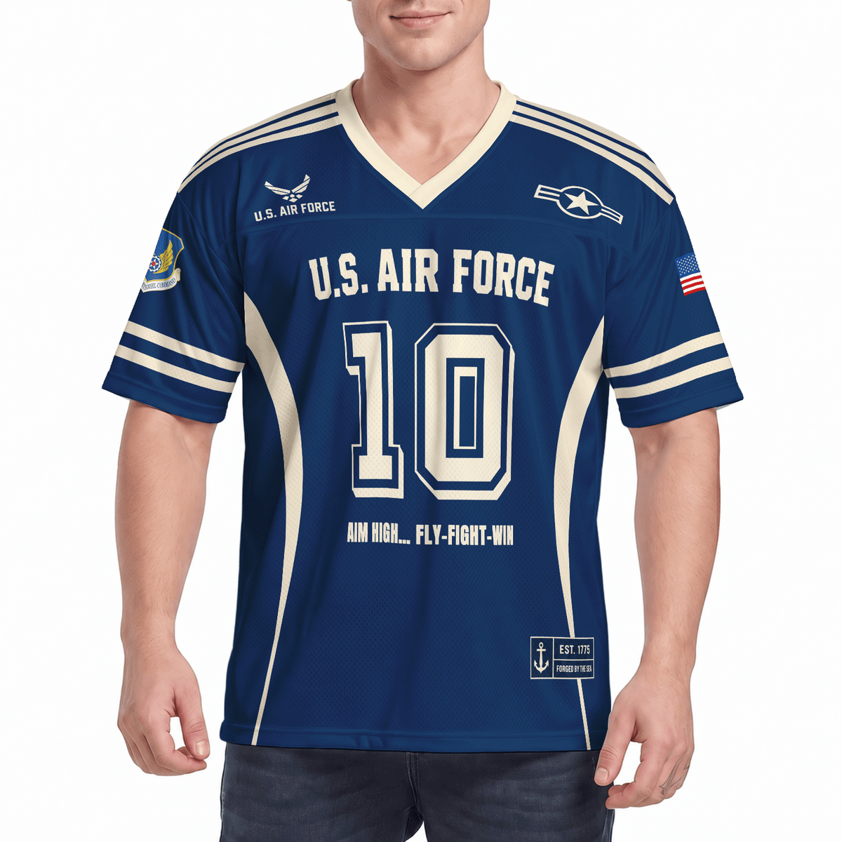 U.S. Air Force Military Jersey Custom Rank Name Text and Number