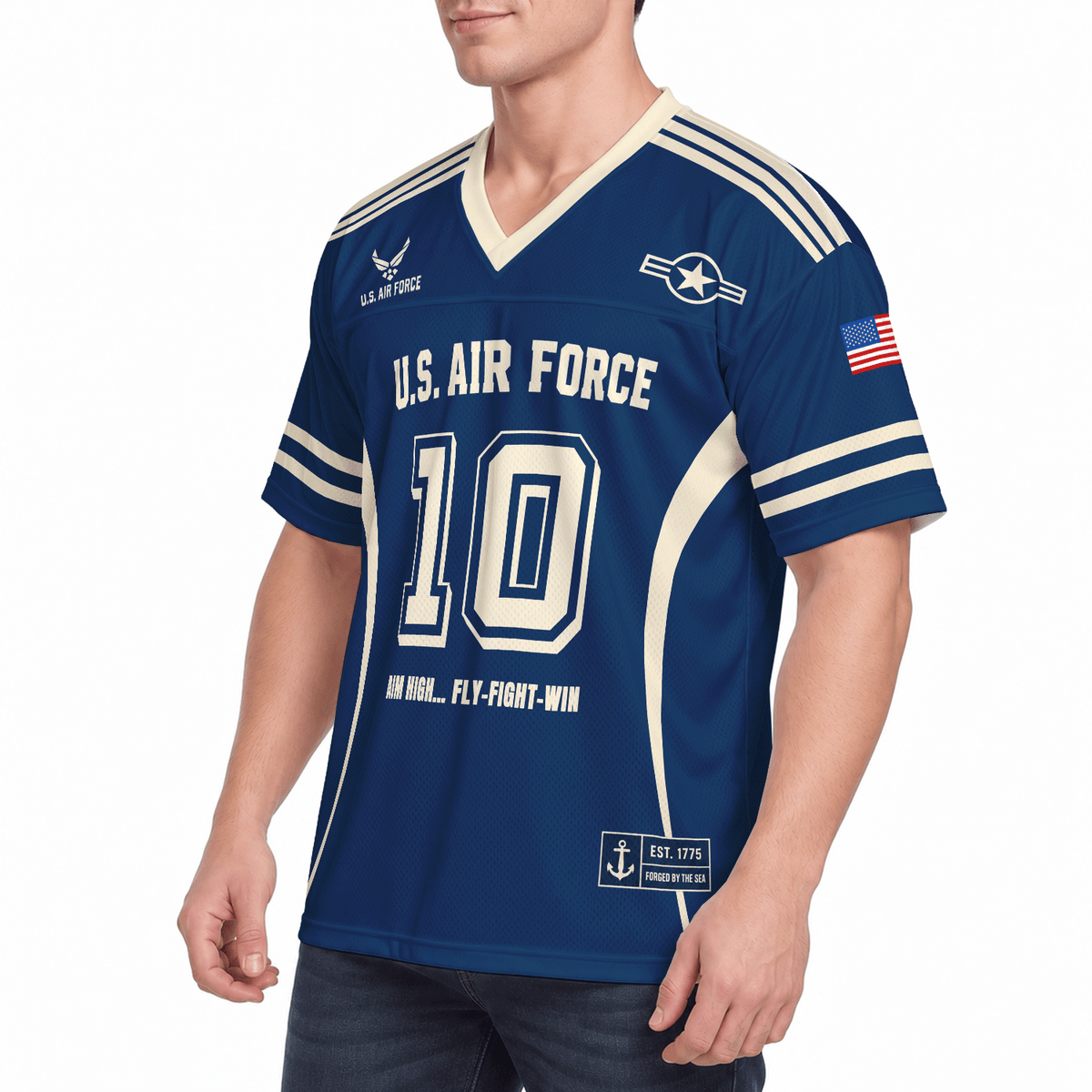U.S. Air Force Military Jersey Custom Rank Name Text and Number