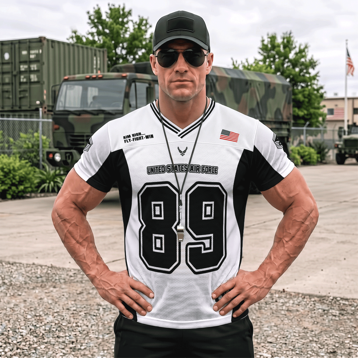 Custom USAF Sports Jersey Personalized Rank Text and Jersey Number