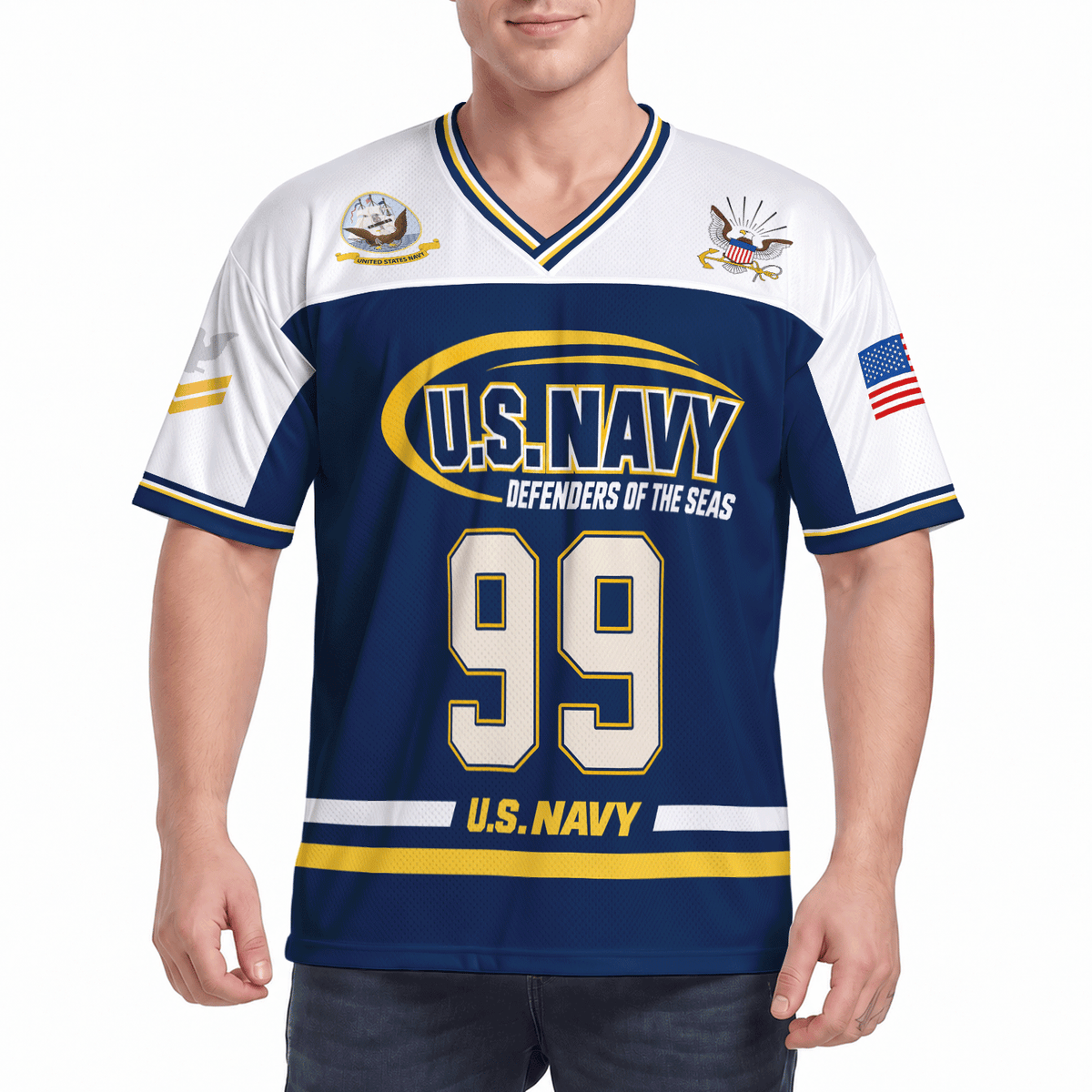 U.S. Navy Military Jersey Custom Rank Name Text and Number