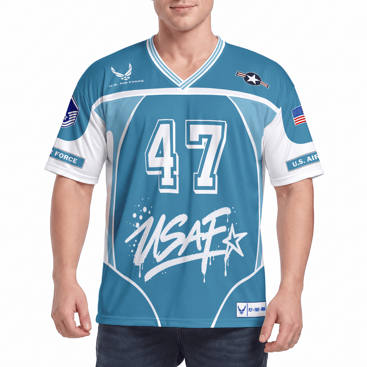 Personalized Air Force Veteran Jersey Custom Rank Number and Text