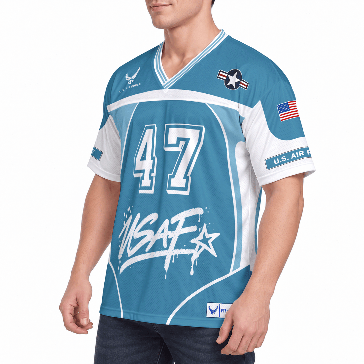 Personalized Air Force Veteran Jersey Custom Rank Number and Text