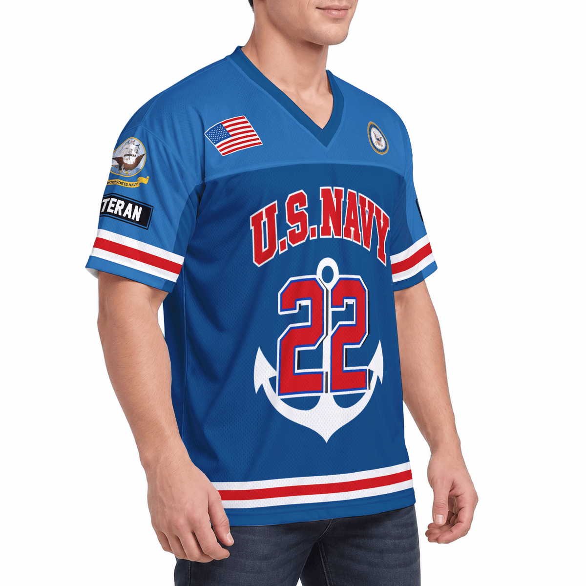 U.S. Navy Personalized Sports Jersey Custom Rank Text and Number