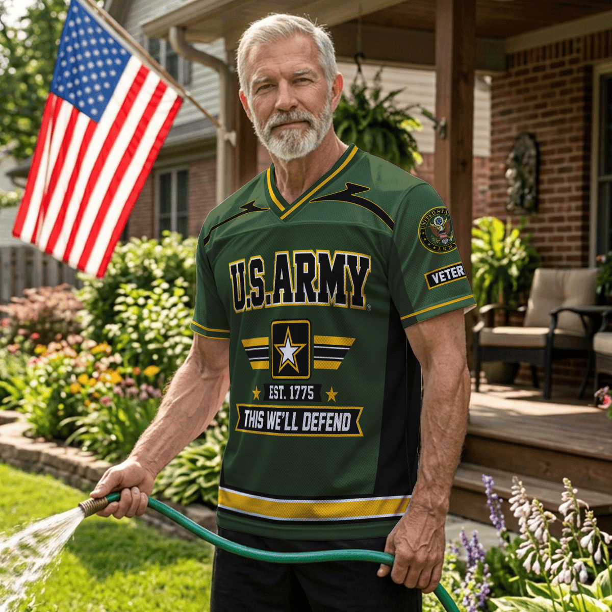 U.S. Army Veteran Jersey Personalized Military Rank and Custom Text