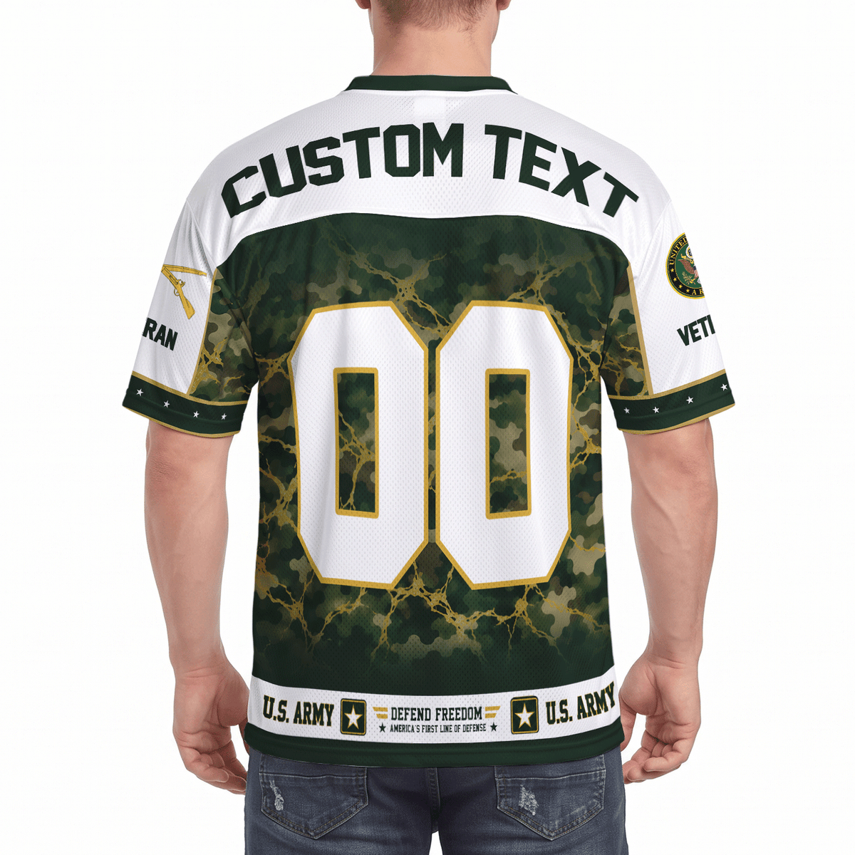 Personalized Army Jersey Custom Rank and Text Veteran Military Gift