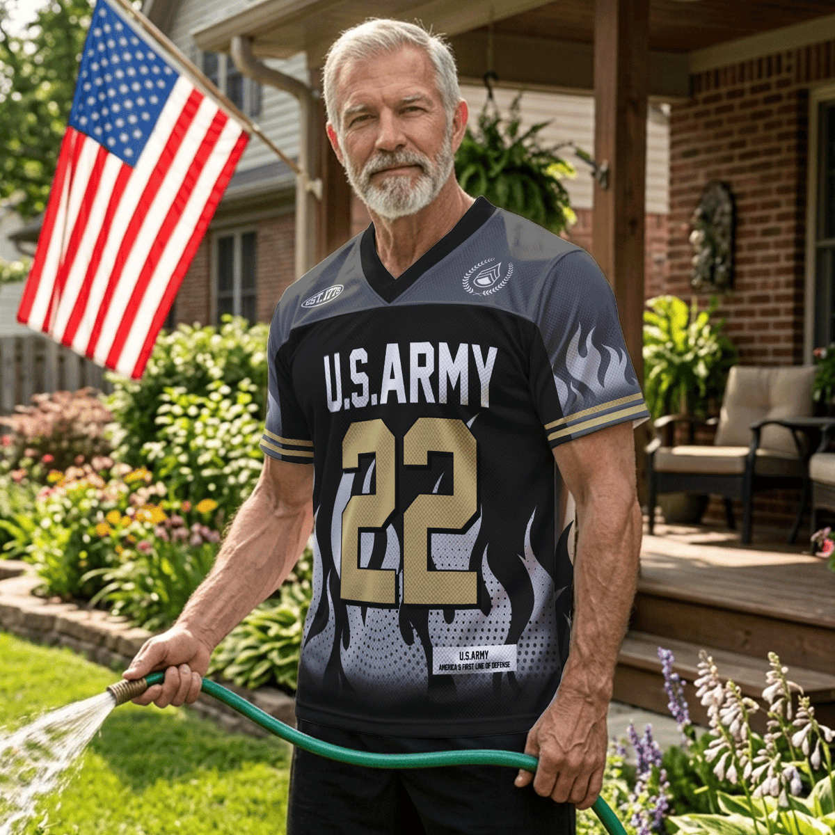 Personalized Army Military Jersey Custom Rank and Text for Veterans