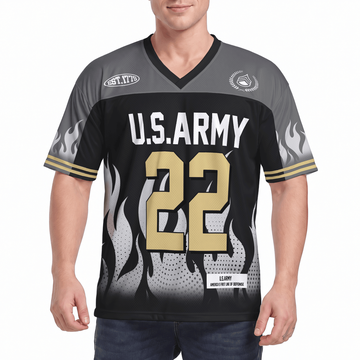 Personalized Army Military Jersey Custom Rank and Text for Veterans