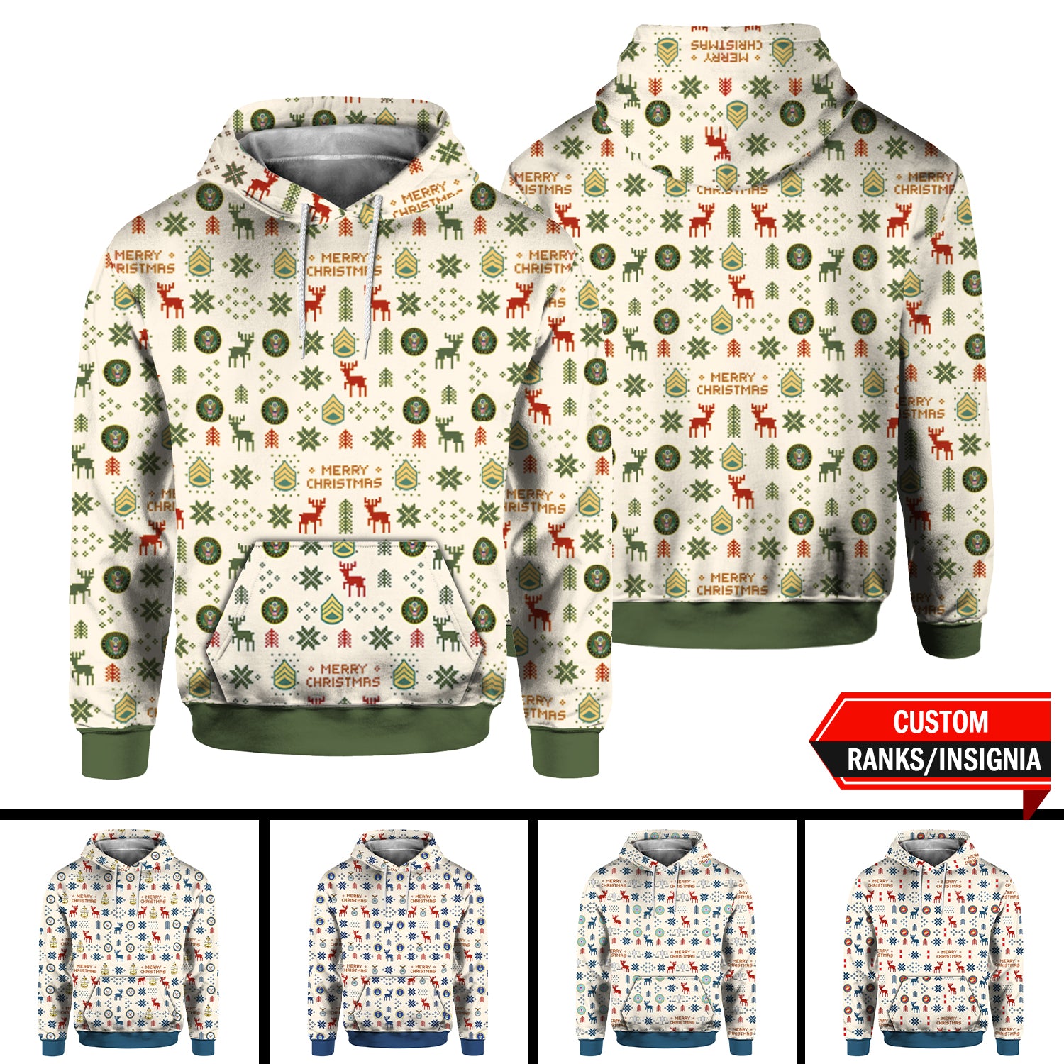 Custom US Military Ranks/Insignia 3D All Over Prints Hoodie J3D13