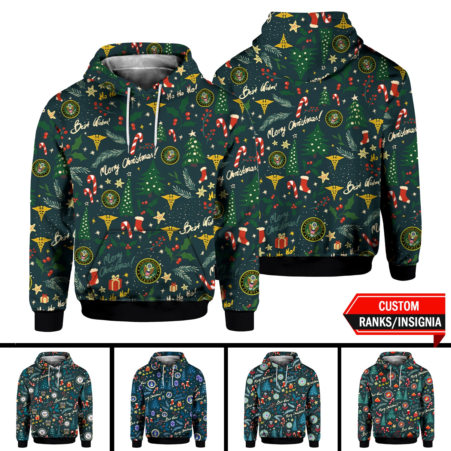 Custom US Military Ranks/Insignia 3D All Over Prints Hoodie J3D18