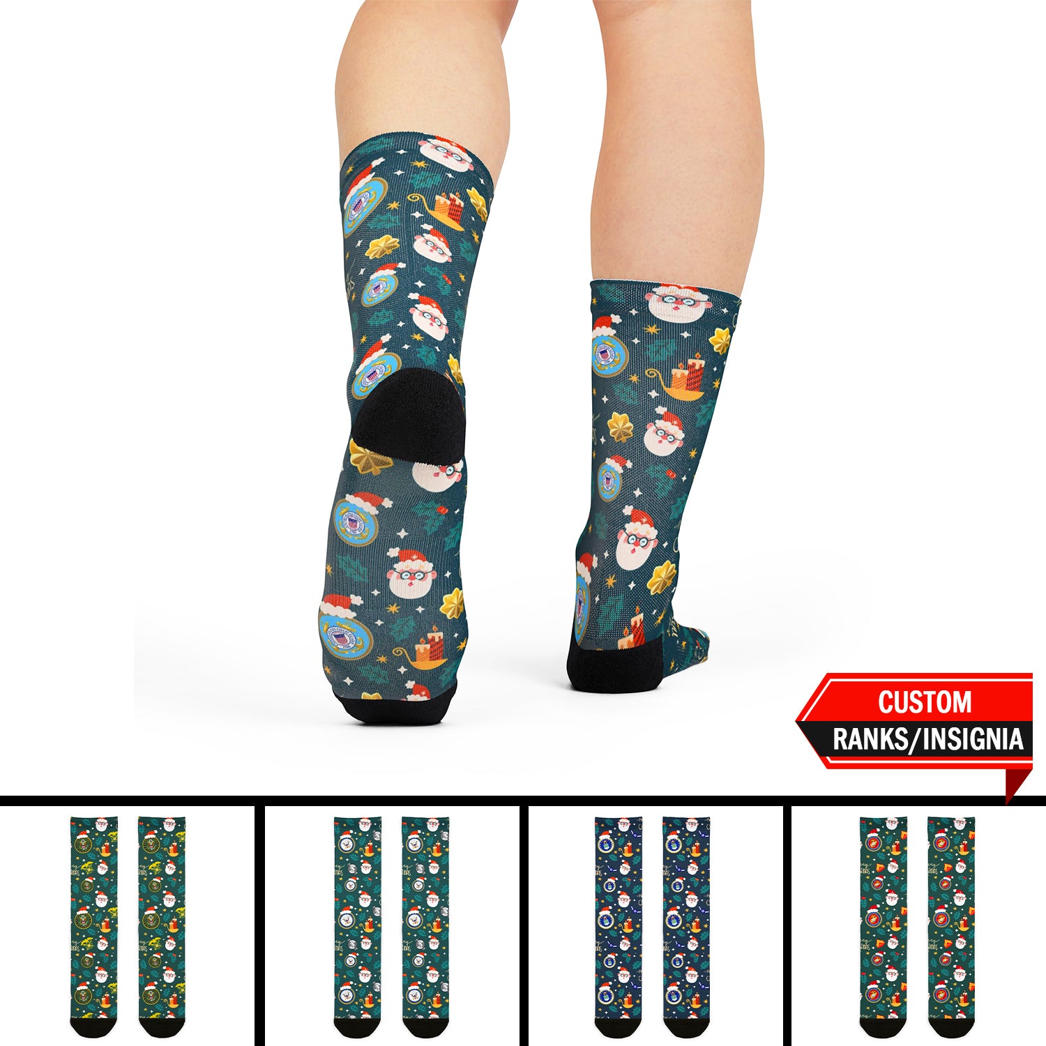 Custom US Military Ranks/Insignia All Over Prints Sublimation Crew Socks JSK07