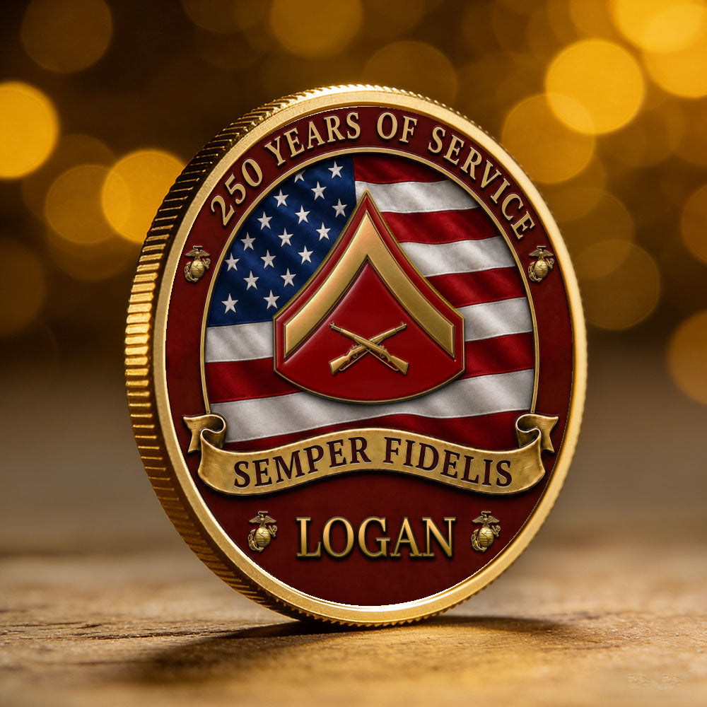 Custom USMC Veteran Rank 3D Challenge Coin USA 250 Years