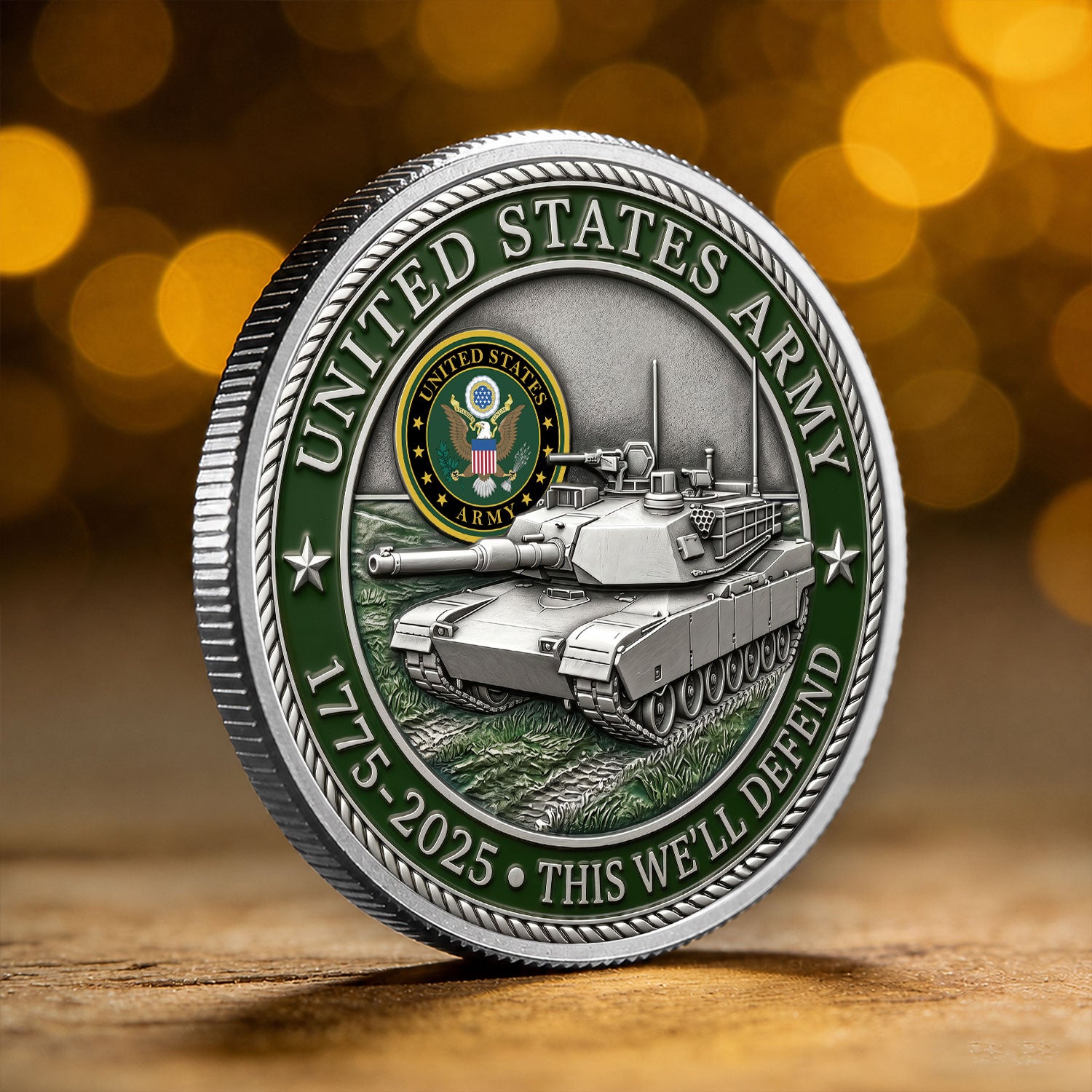 Army 250th Anniversary Custom Rank Name 3D Challenge Coin Gift