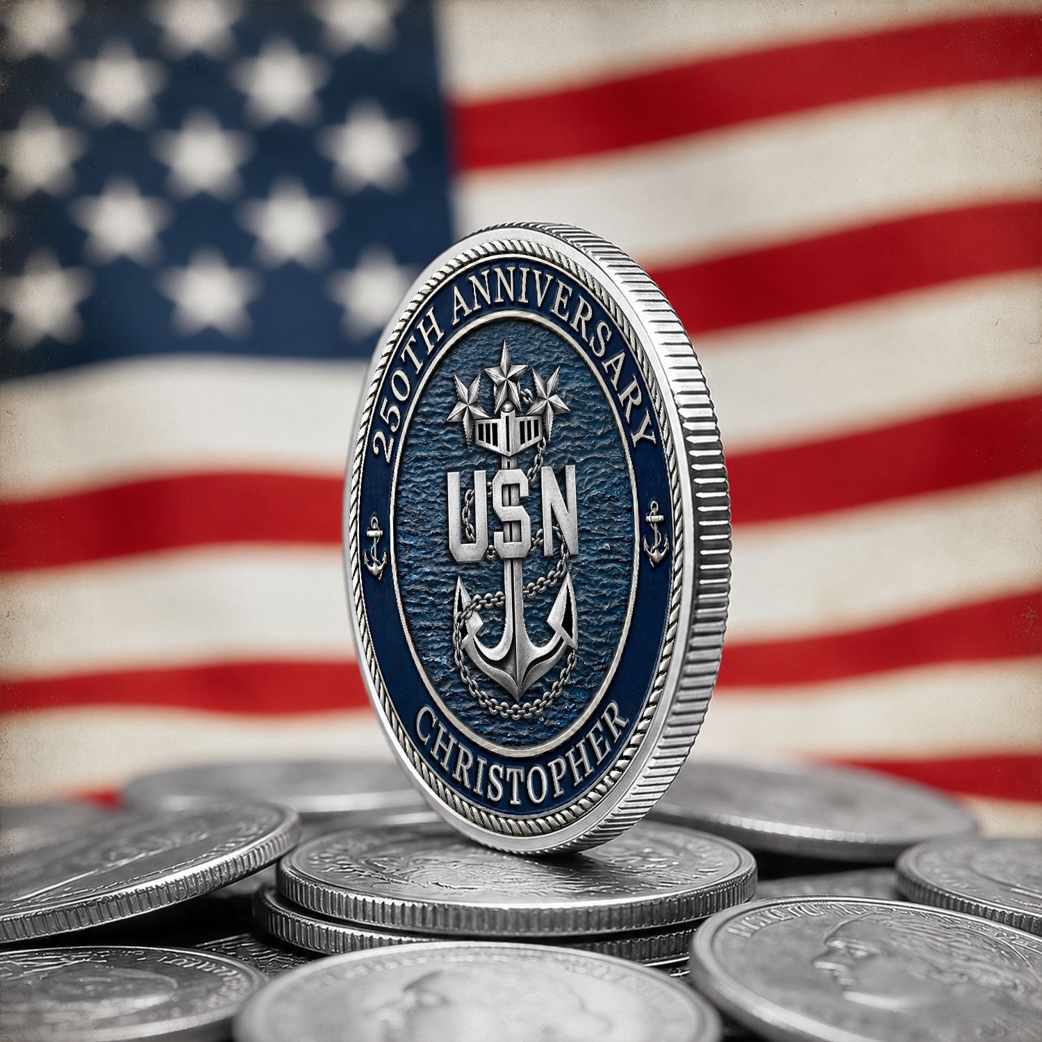US Navy Custom Rank 3D Challenge Coin Veteran Gift