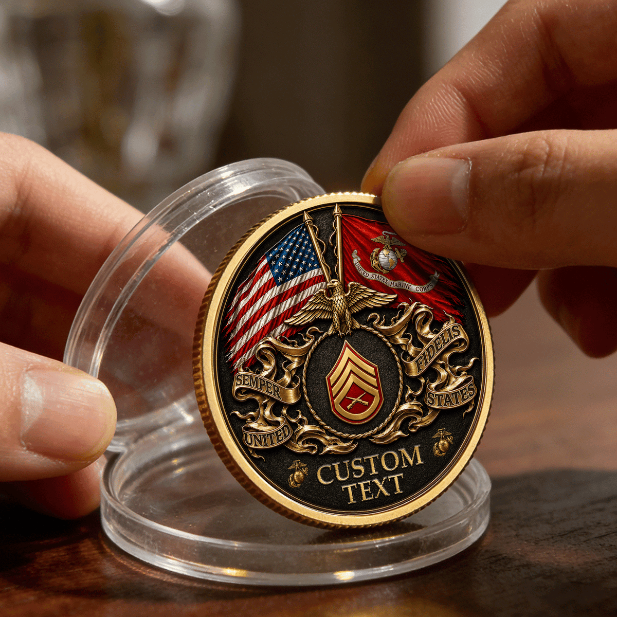 USMC Marine Personalized Insignia 3D Challenge Coin Gift