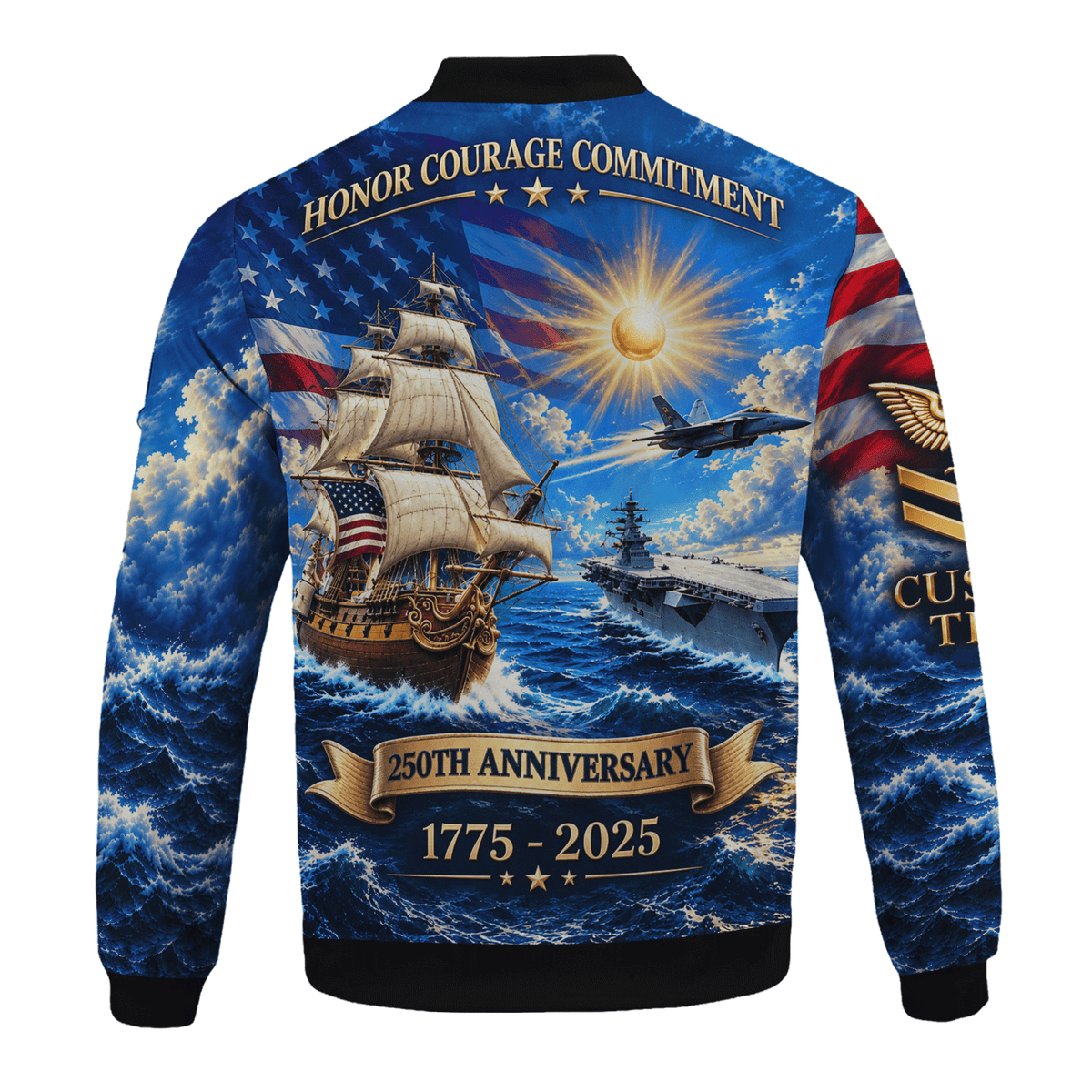 Personalized Navy Sailor Bomber Jacket Custom Rank Name Gift