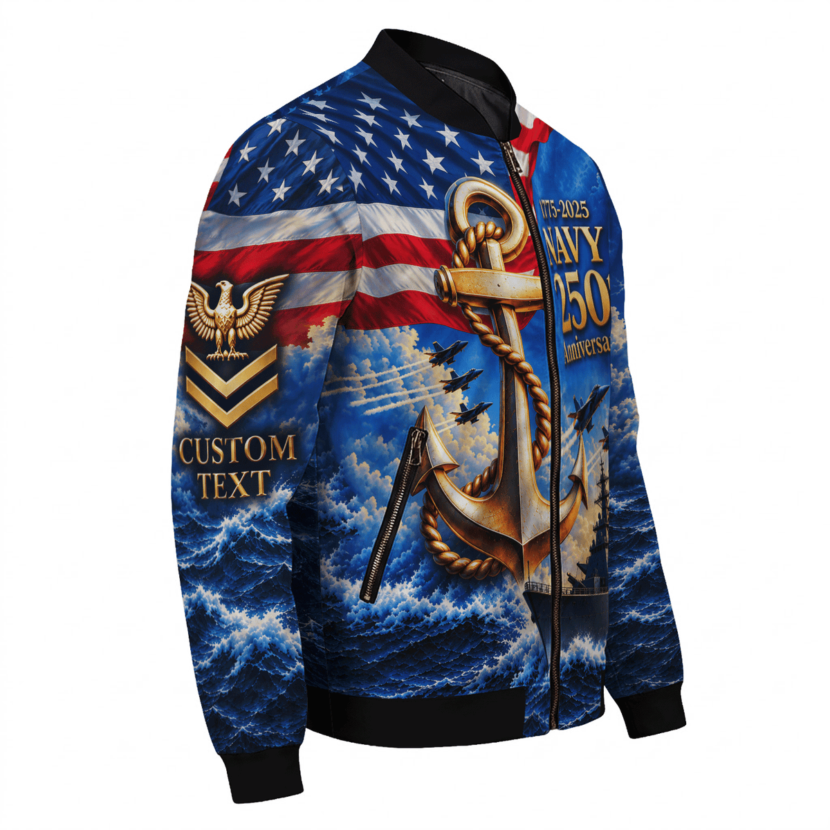 Personalized Navy Sailor Bomber Jacket Custom Rank Name Gift