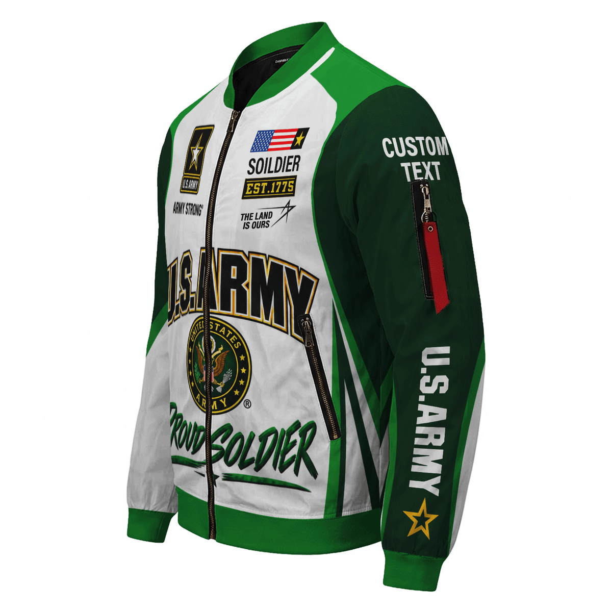 U.S. Army Veteran Jacket Personalized Rank Name All-Over Print Bomber