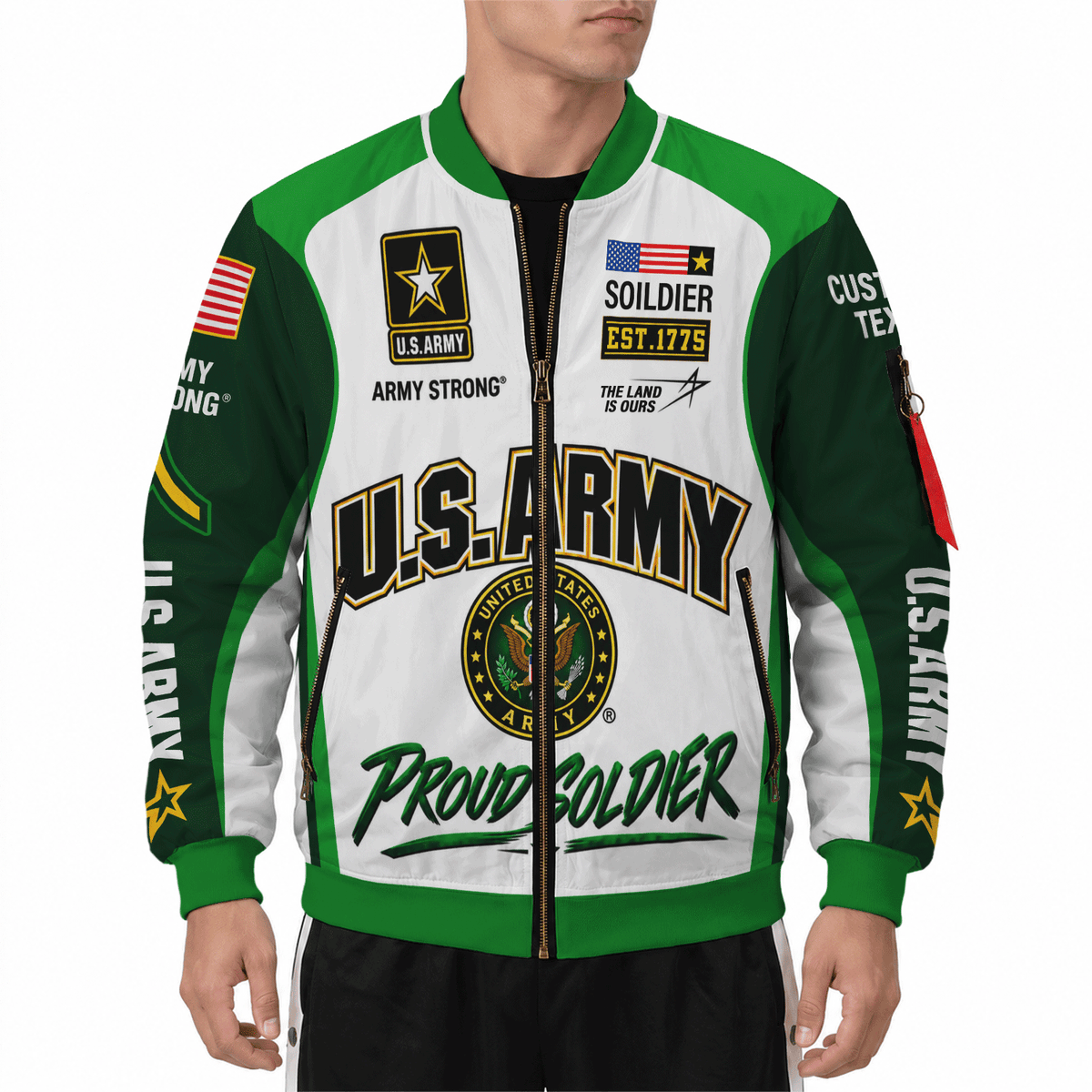 U.S. Army Veteran Jacket Personalized Rank Name All-Over Print Bomber