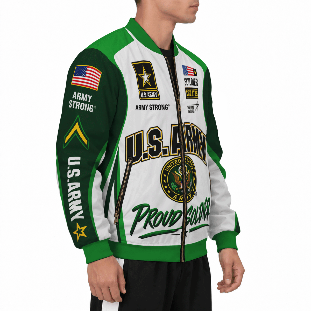 U.S. Army Veteran Jacket Personalized Rank Name All-Over Print Bomber