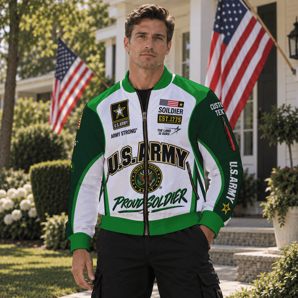 U.S. Army Veteran Jacket Personalized Rank Name All-Over Print Bomber