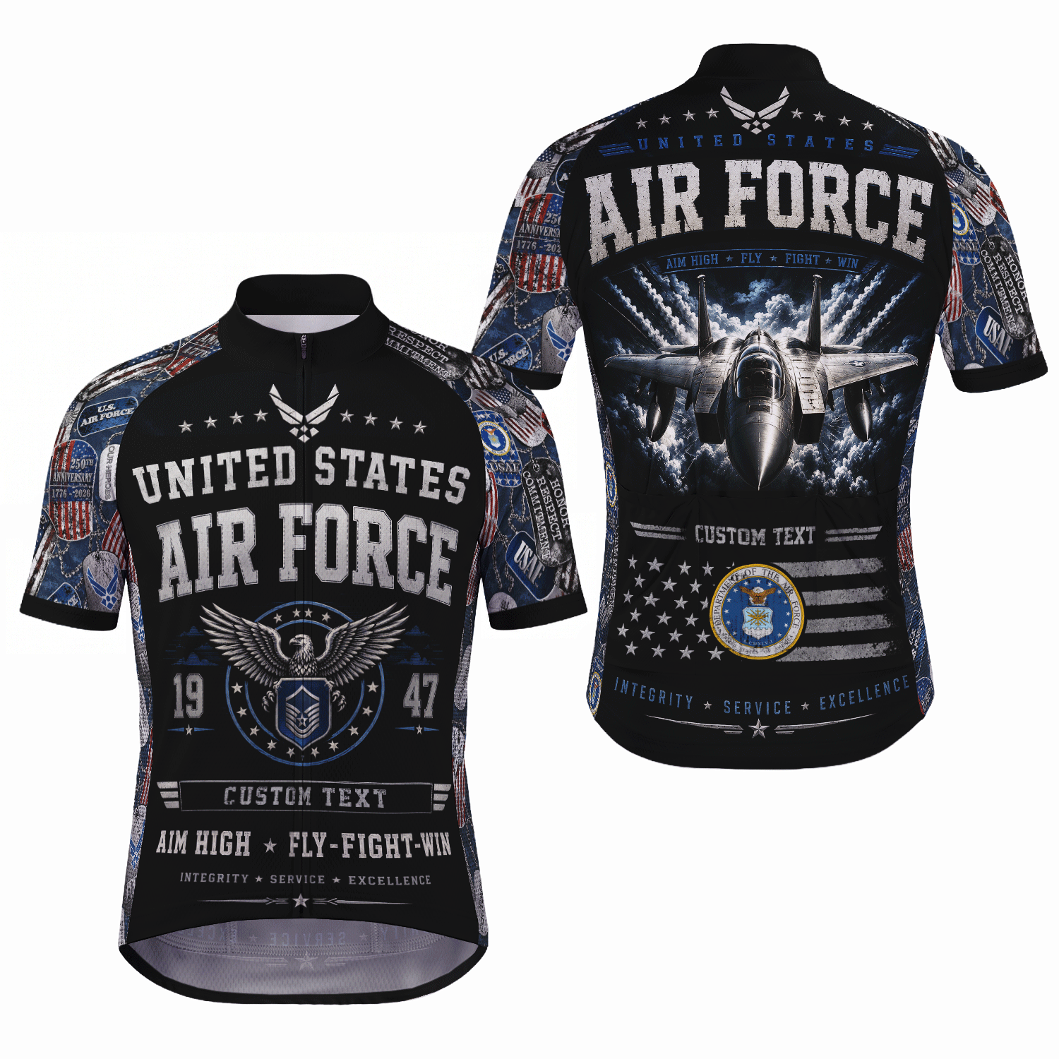 Custom Air Force Cycling Jersey Personalized Veteran Rank Bike Jersey