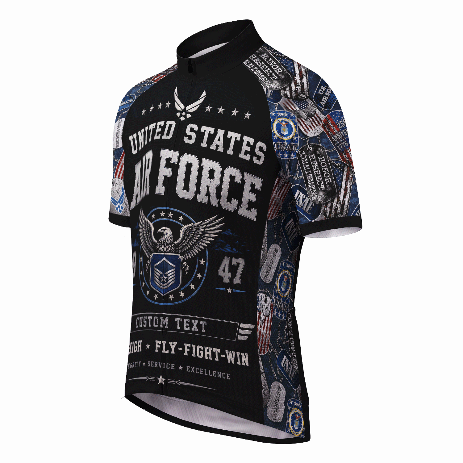Custom Air Force Cycling Jersey Personalized Veteran Rank Bike Jersey