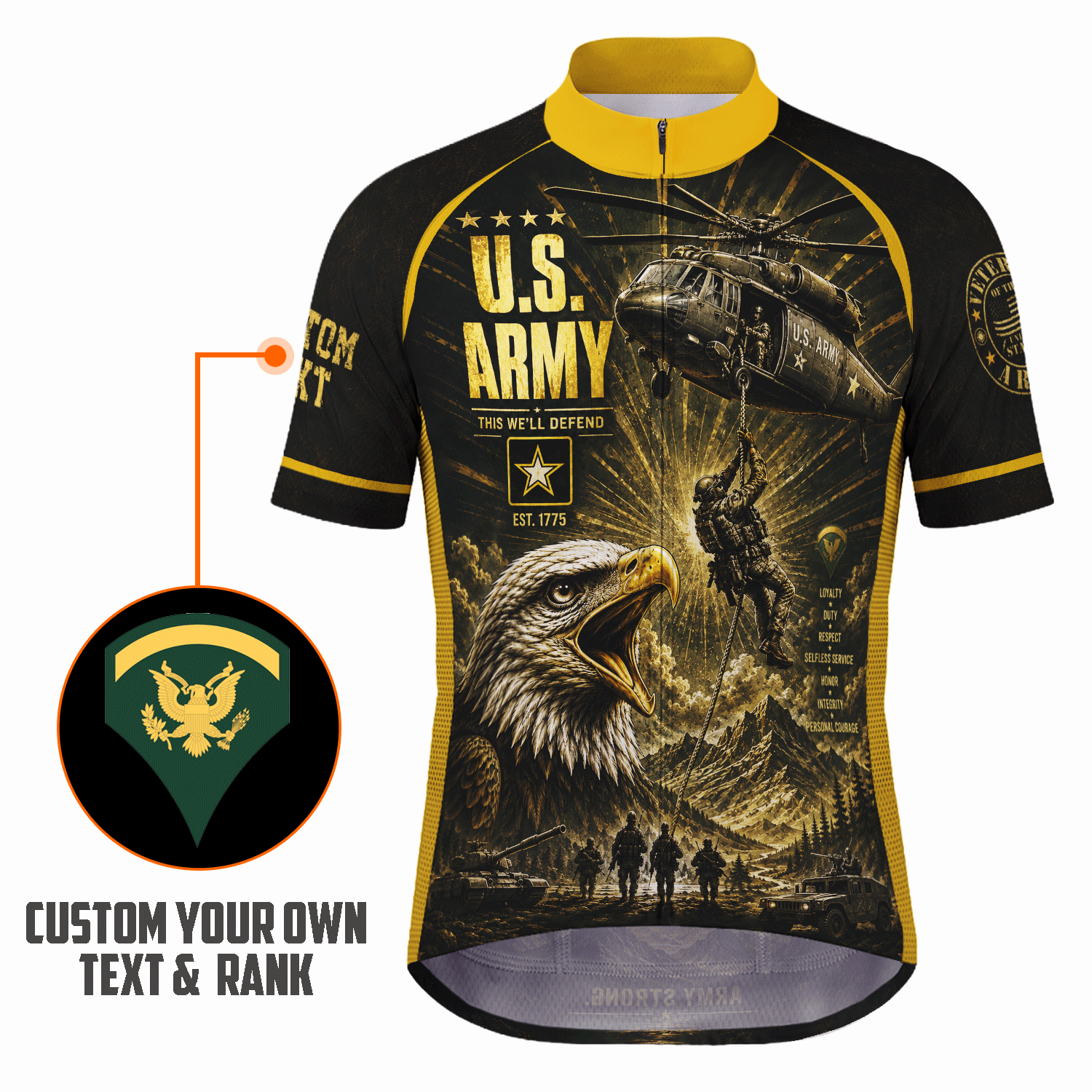 U.S. Army Veteran Personalized Cycling Jersey Custom Military Shirt