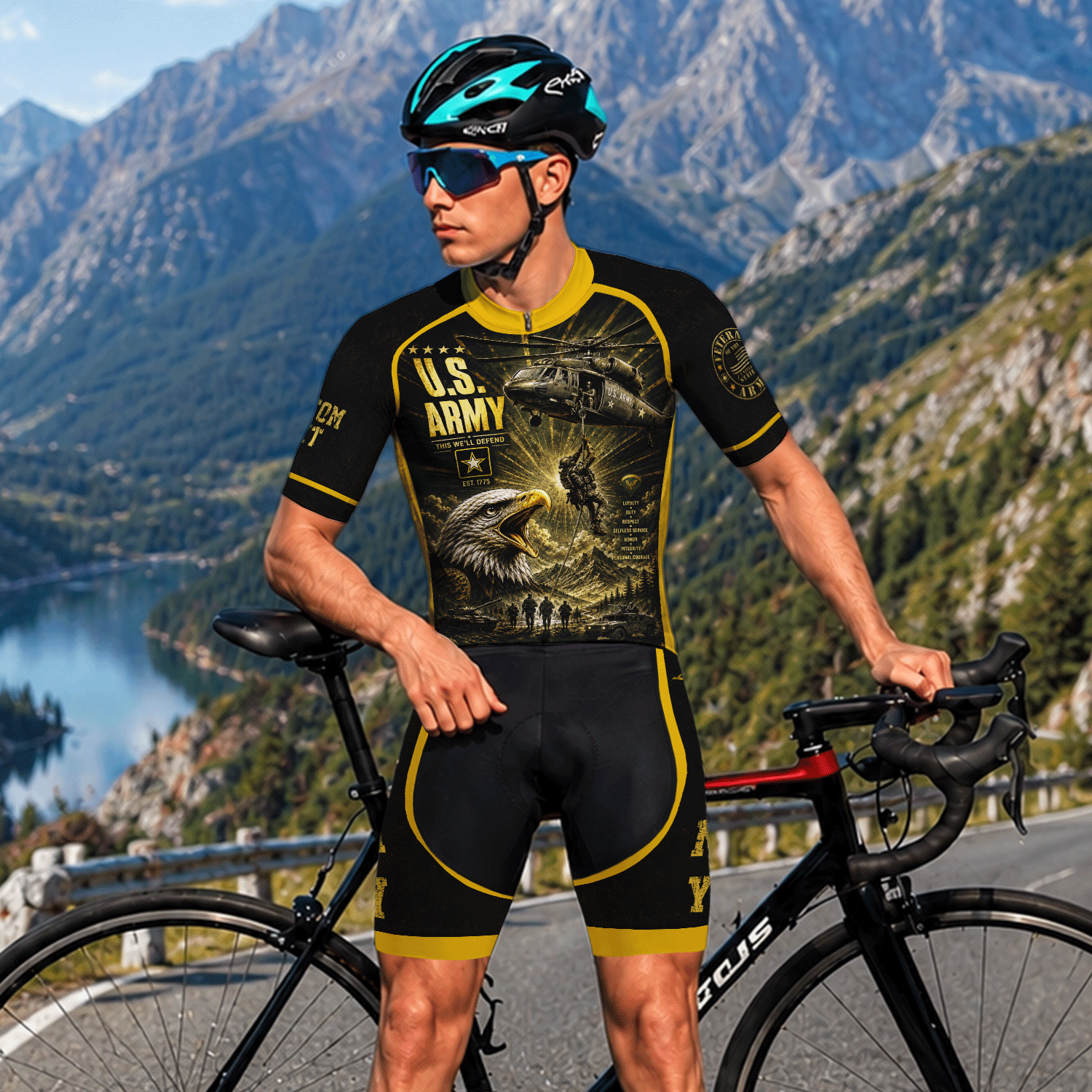 U.S. Army Veteran Personalized Cycling Jersey Custom Military Shirt