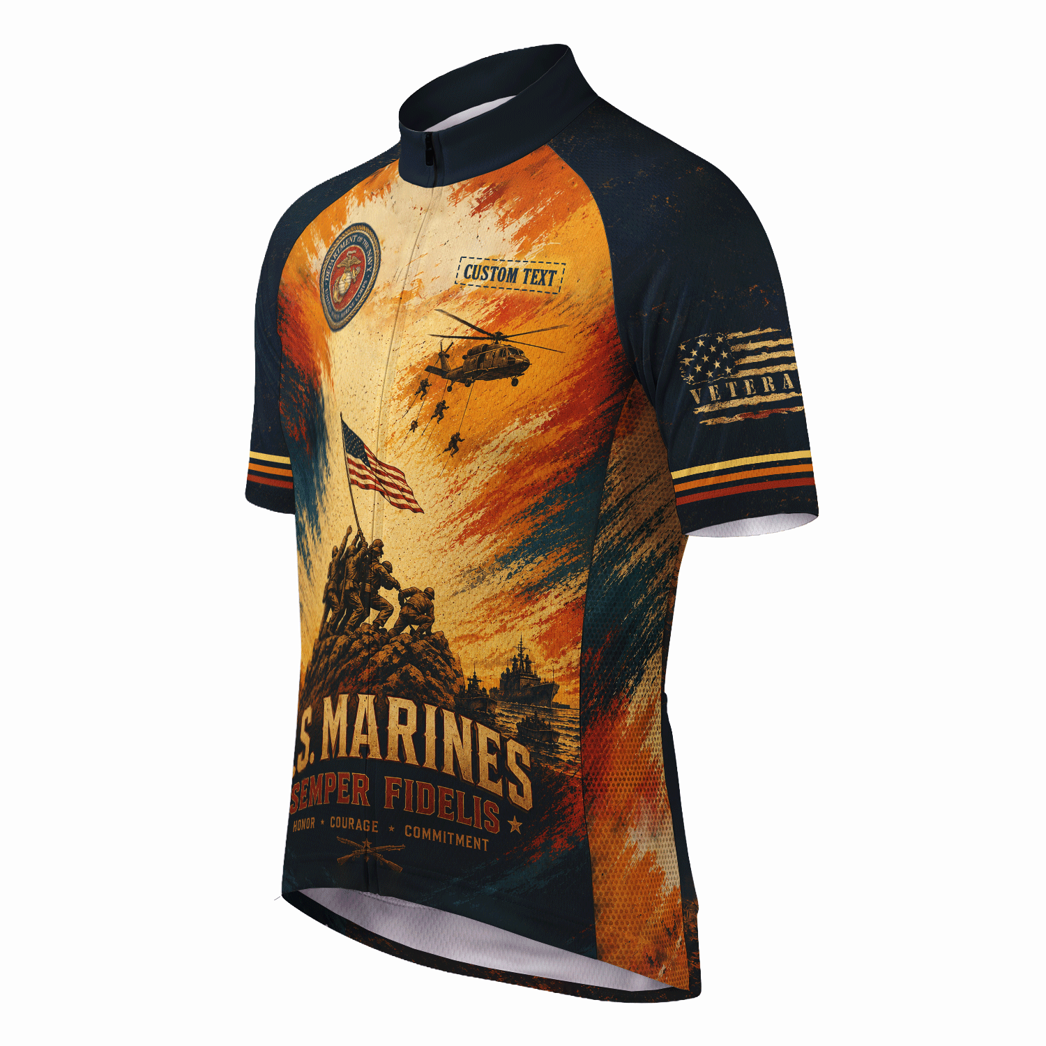 Custom US Marine Cycling Jersey Personalized Marine Veteran Rank Bike Jersey