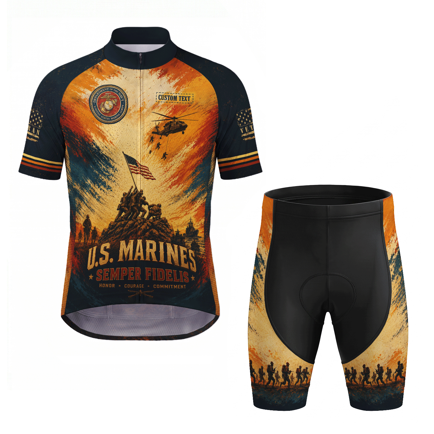 Custom US Marine Cycling Jersey Personalized Marine Veteran Rank Bike Jersey