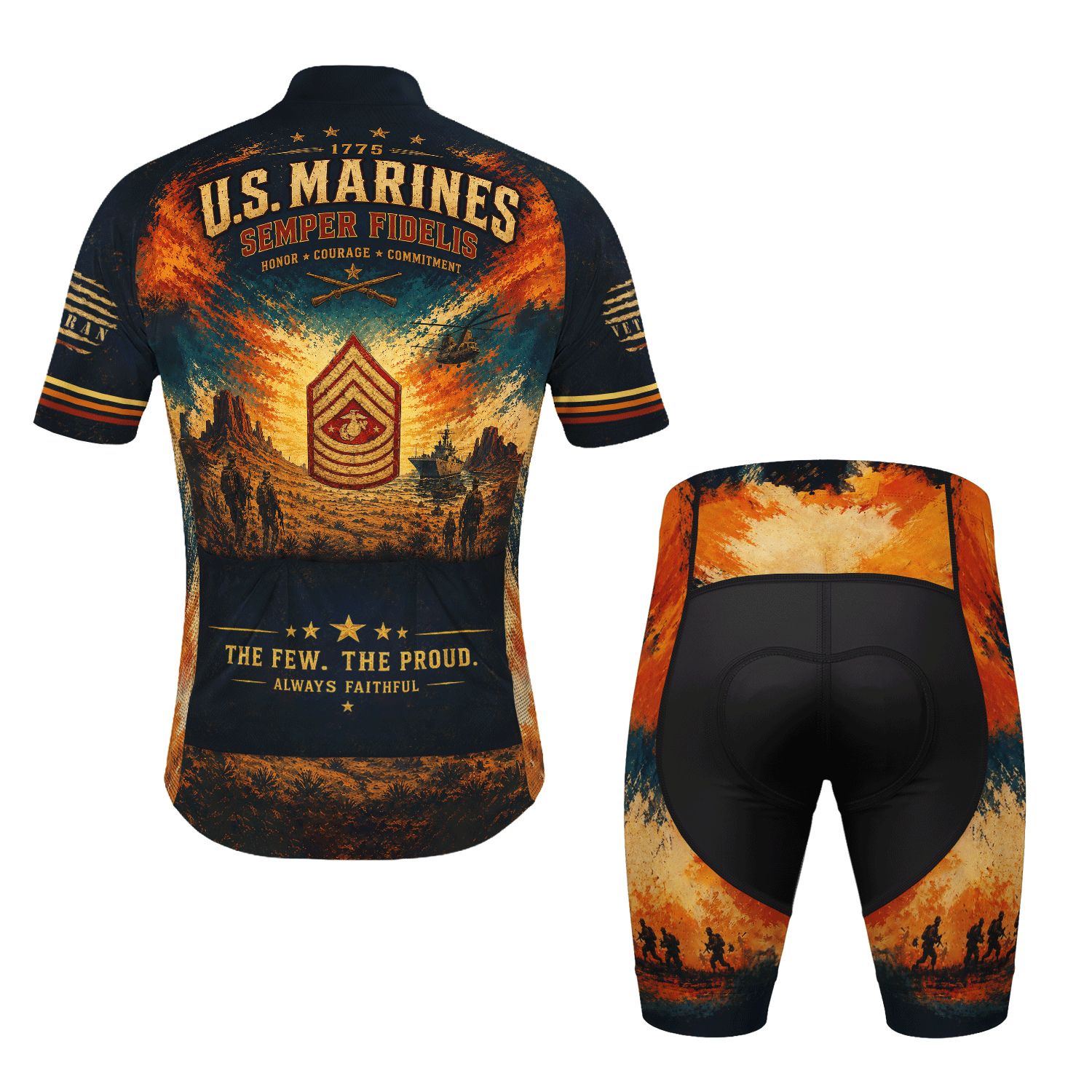 Custom US Marine Cycling Jersey Personalized Marine Veteran Rank Bike Jersey