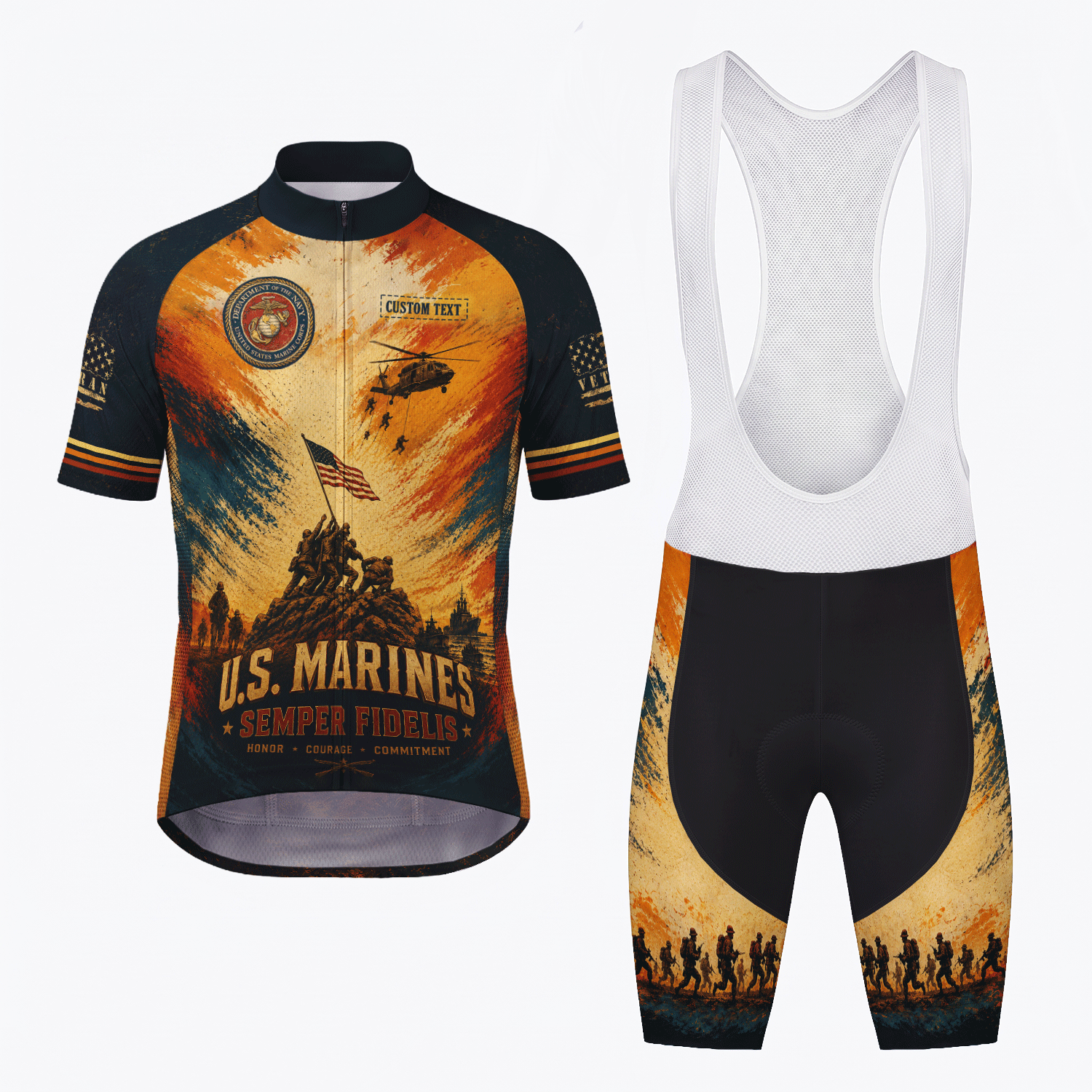 Custom US Marine Cycling Jersey Personalized Marine Veteran Rank Bike Jersey