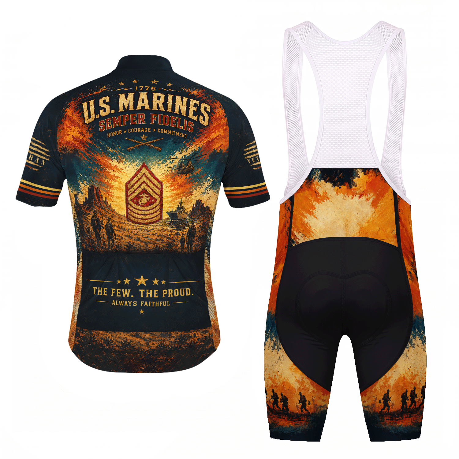 Custom US Marine Cycling Jersey Personalized Marine Veteran Rank Bike Jersey