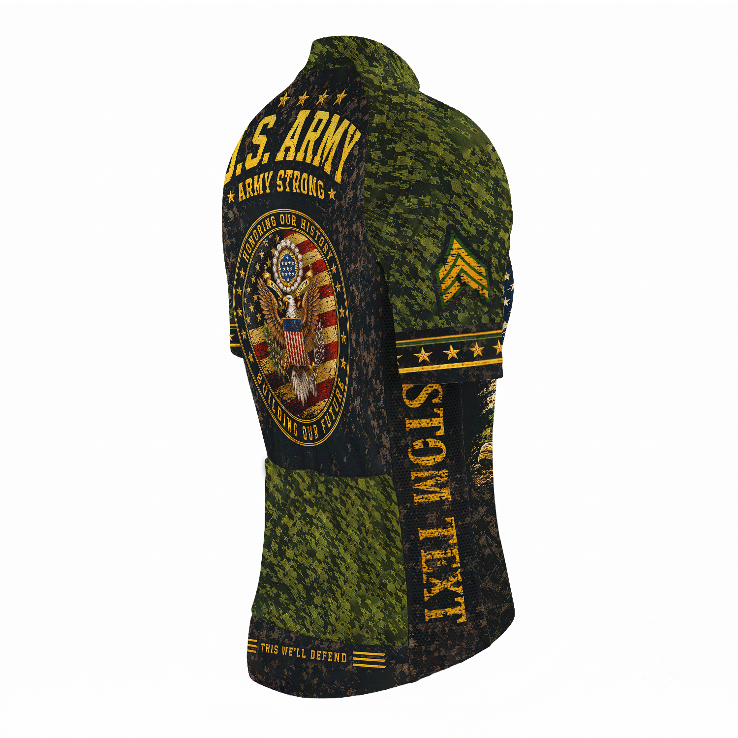 Personalized US Army Cycling Jersey Custom Rank & Name Veteran Gift