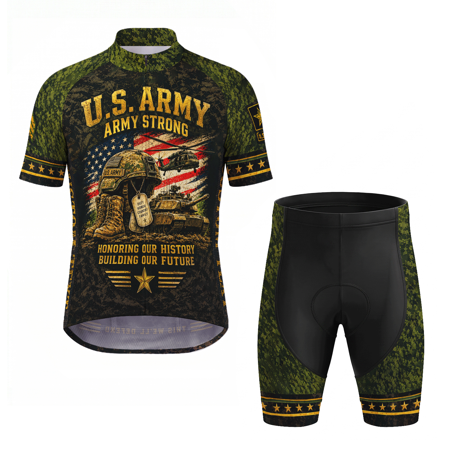 Personalized US Army Cycling Jersey Custom Rank & Name Veteran Gift