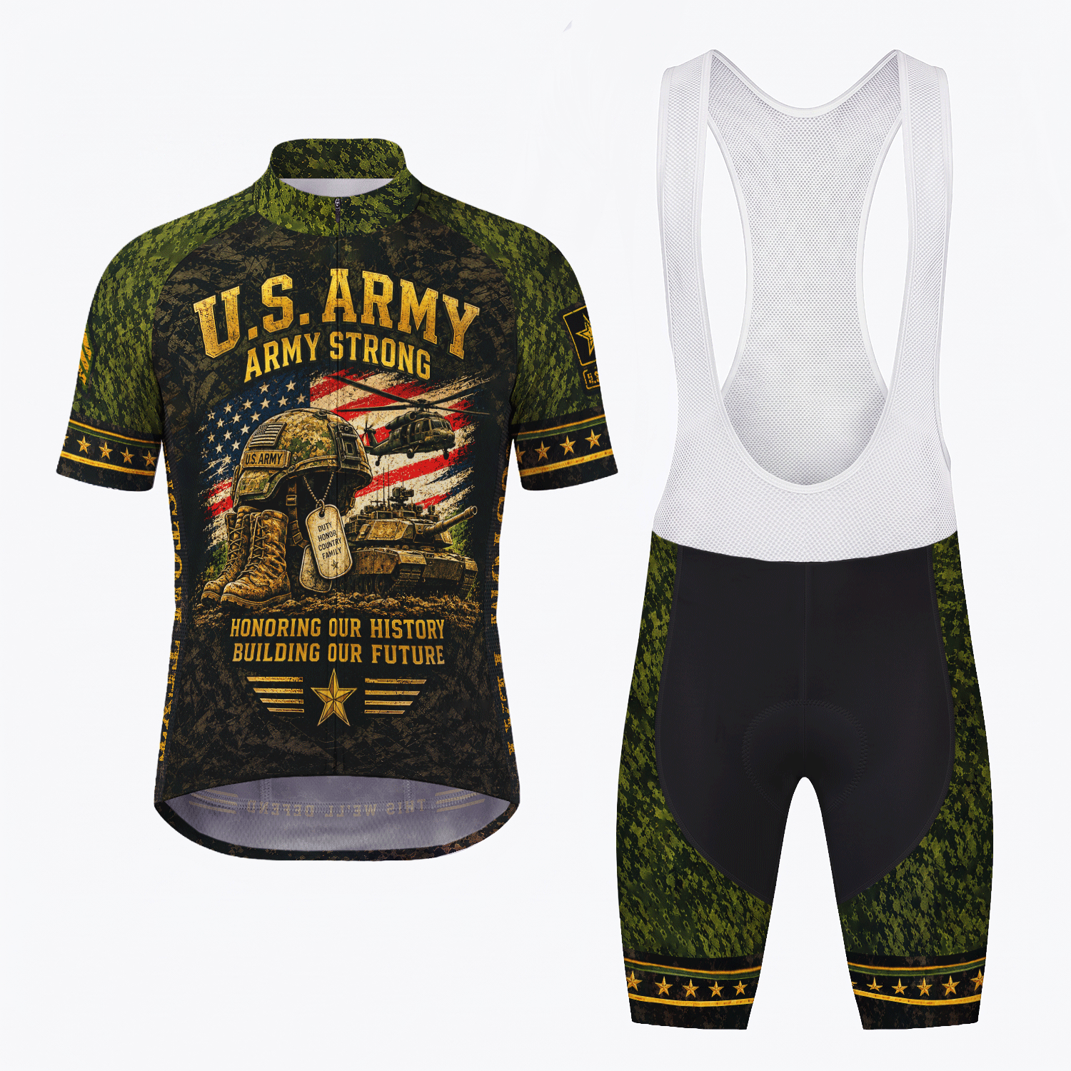Personalized US Army Cycling Jersey Custom Rank & Name Veteran Gift
