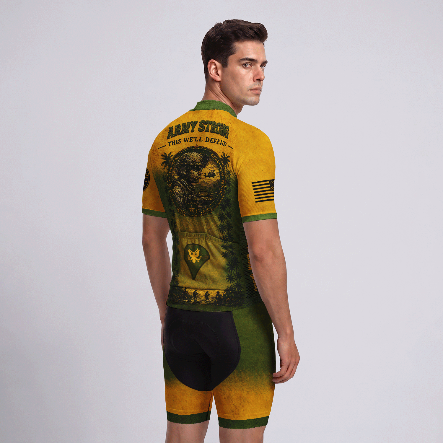 Custom Army Veteran Cycling Jersey Personalized Military Rank & Name Shirt