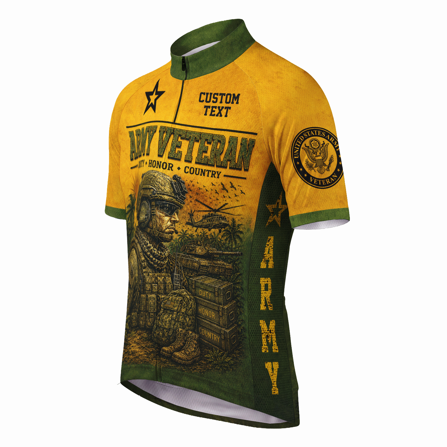Custom Army Veteran Cycling Jersey Personalized Military Rank & Name Shirt