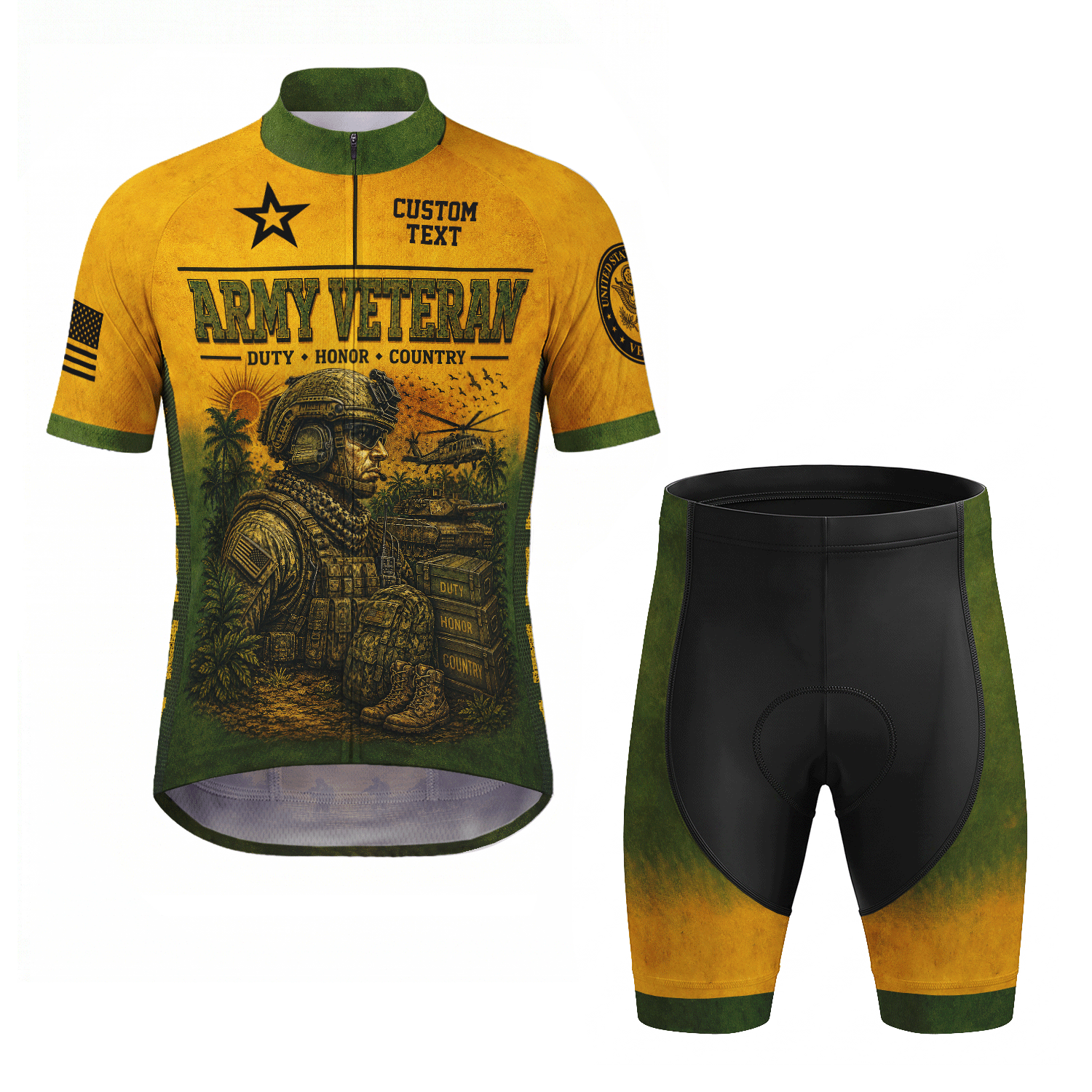 Custom Army Veteran Cycling Jersey Personalized Military Rank & Name Shirt