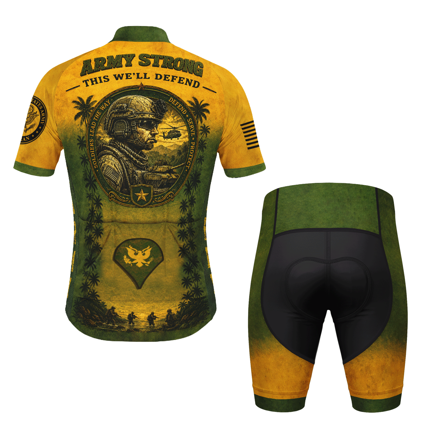 Custom Army Veteran Cycling Jersey Personalized Military Rank & Name Shirt