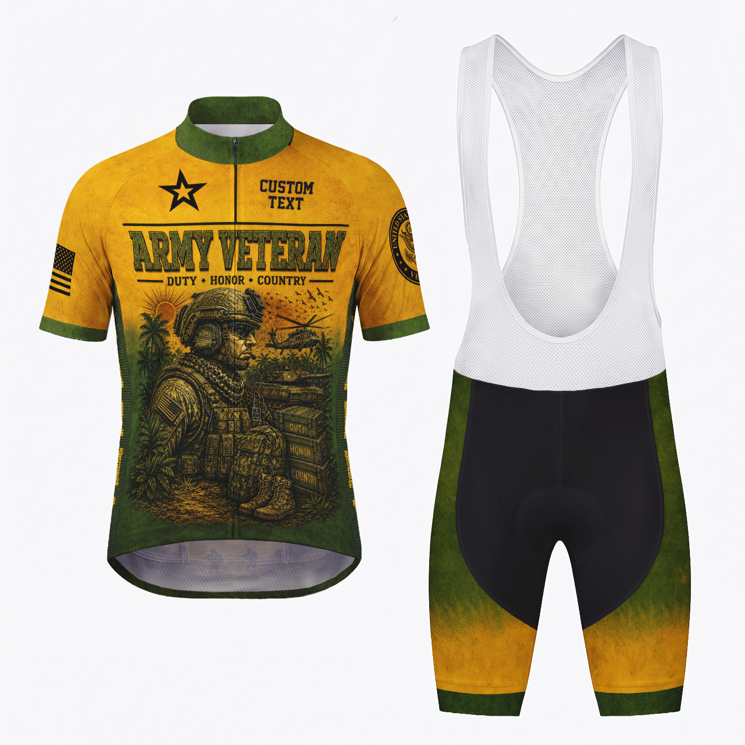Custom Army Veteran Cycling Jersey Personalized Military Rank & Name Shirt