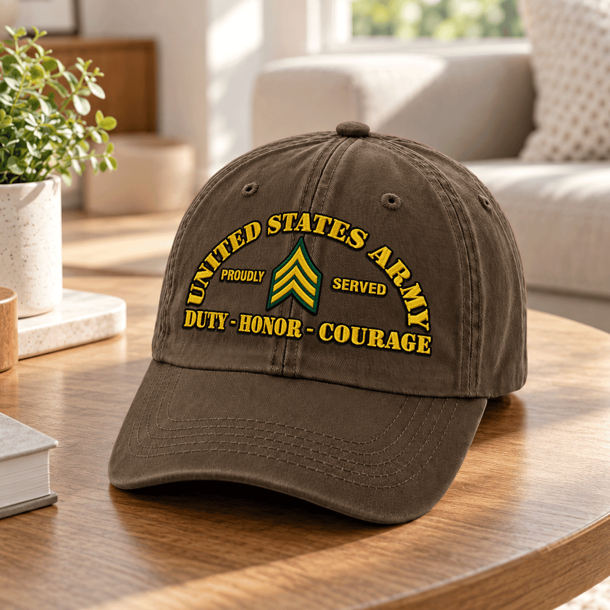 U.S. Army Embroidered Hat Custom Rank and Personalized Text