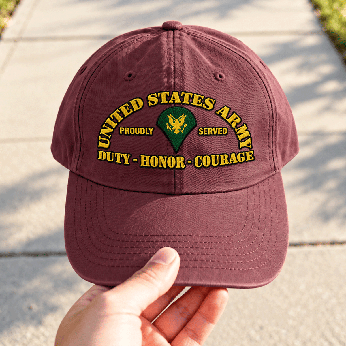 U.S. Army Embroidered Hat Custom Rank and Personalized Text