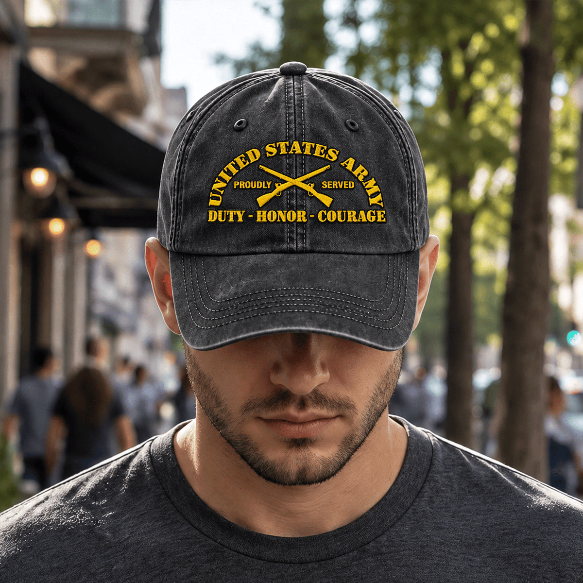 U.S. Army Embroidered Hat Custom Rank and Personalized Text