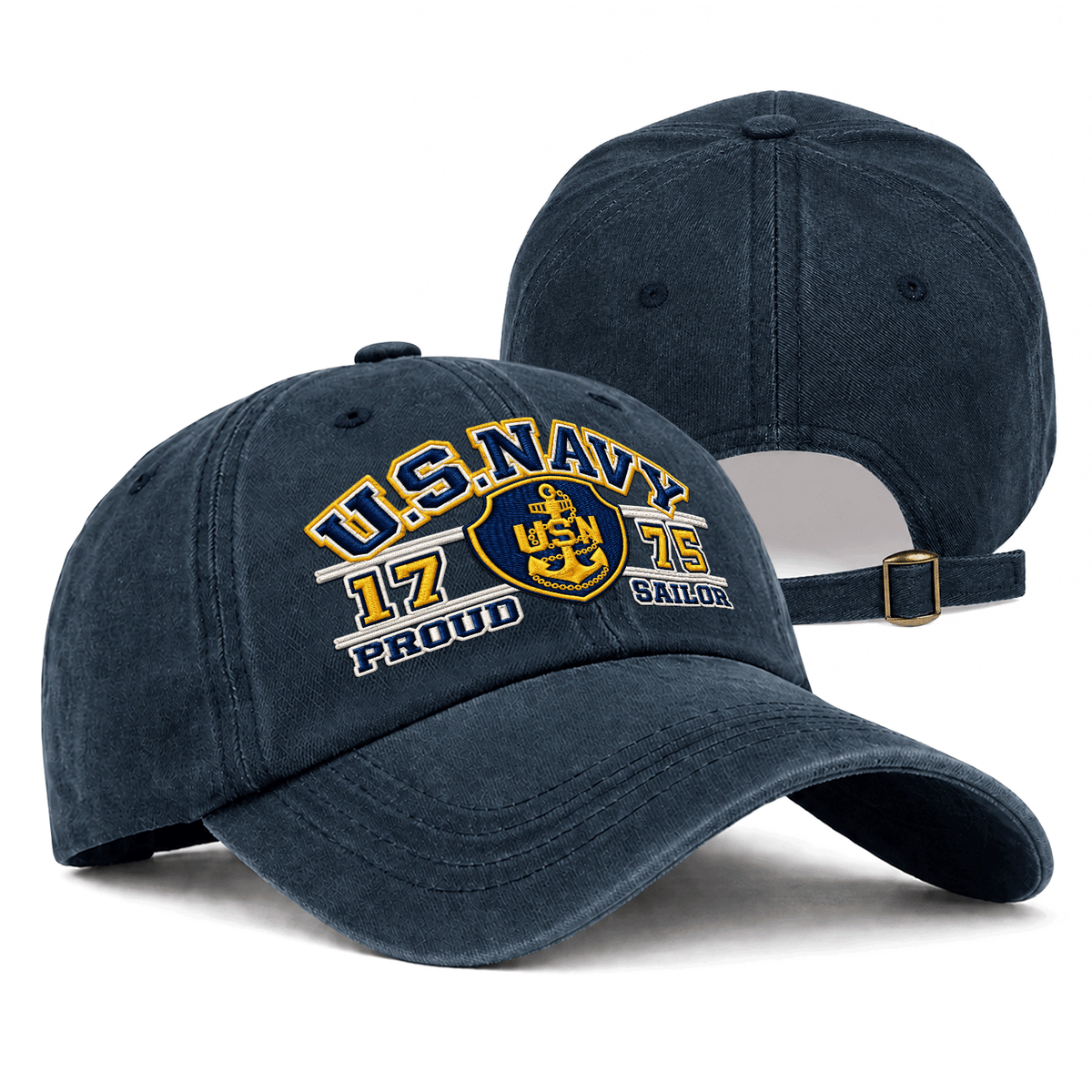 Custom Navy Embroidered Cap Personalized Rank and Custom Text