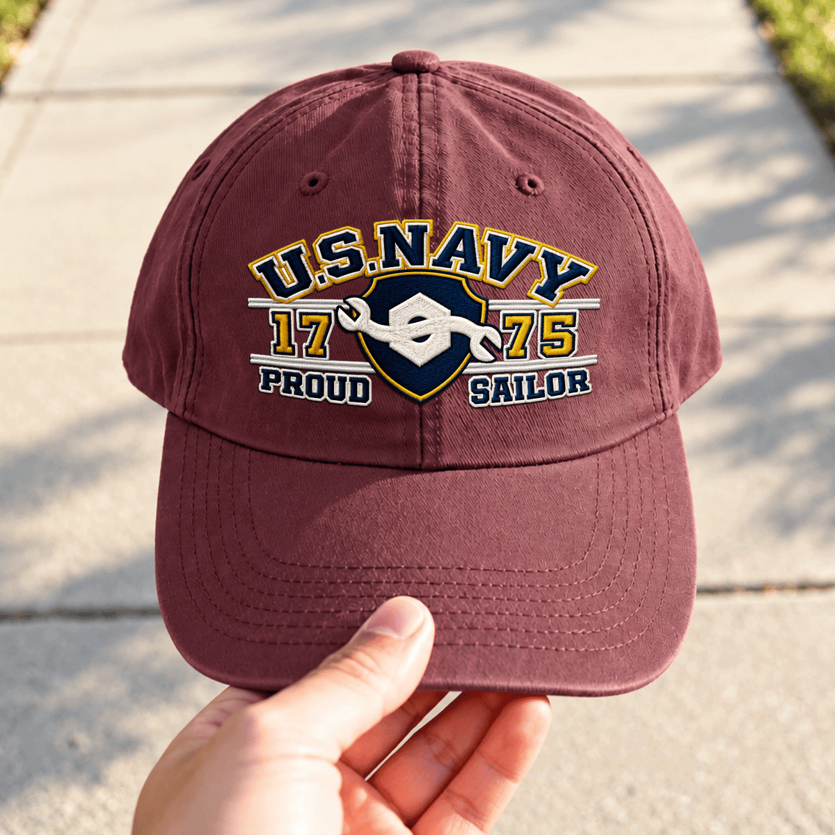 Custom Navy Embroidered Cap Personalized Rank and Custom Text