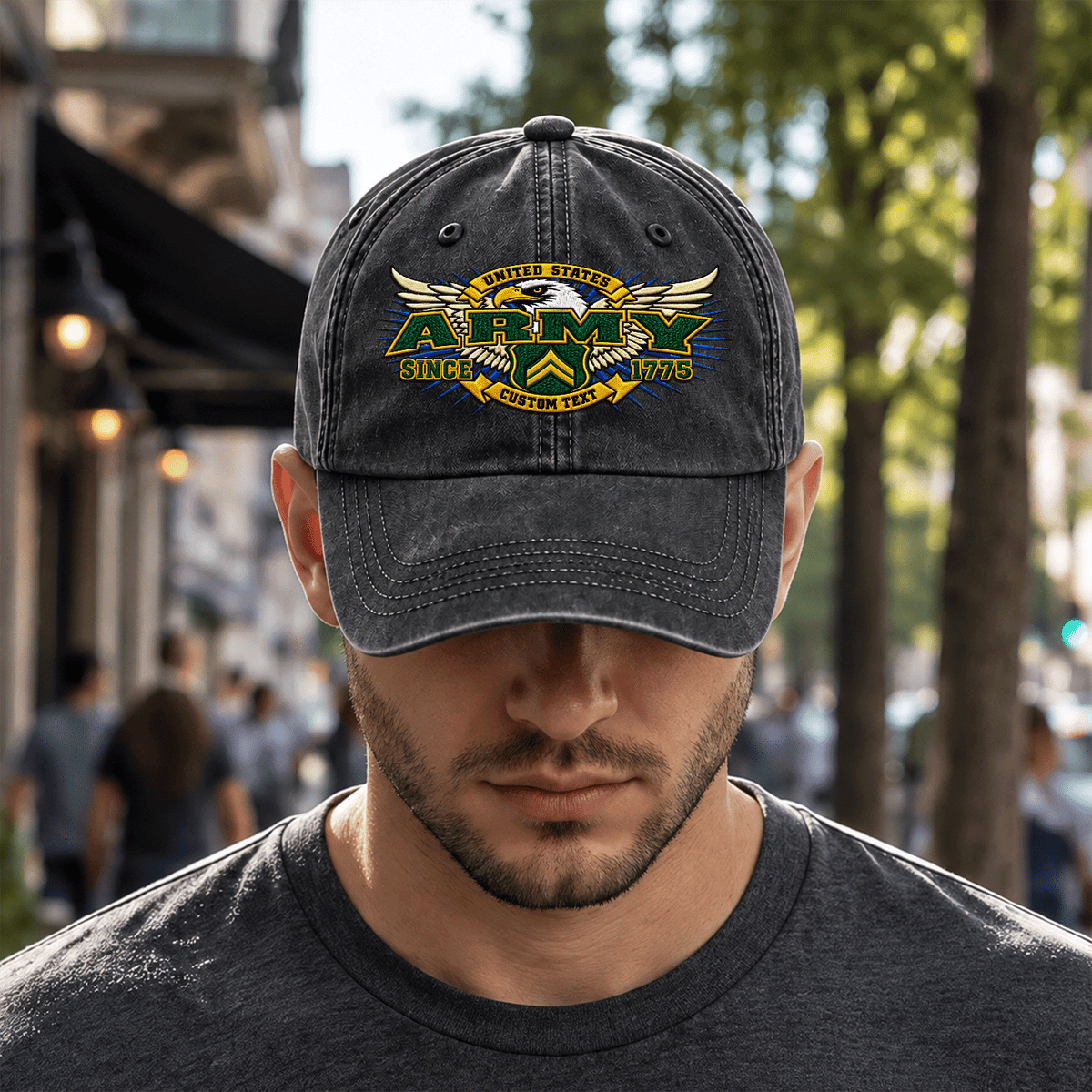 Personalized U.S. Army Cotton Cap Custom Rank and Text