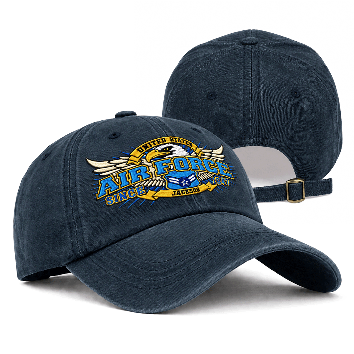 Custom Air Force Embroidered Cap Personalized Rank and Custom Text