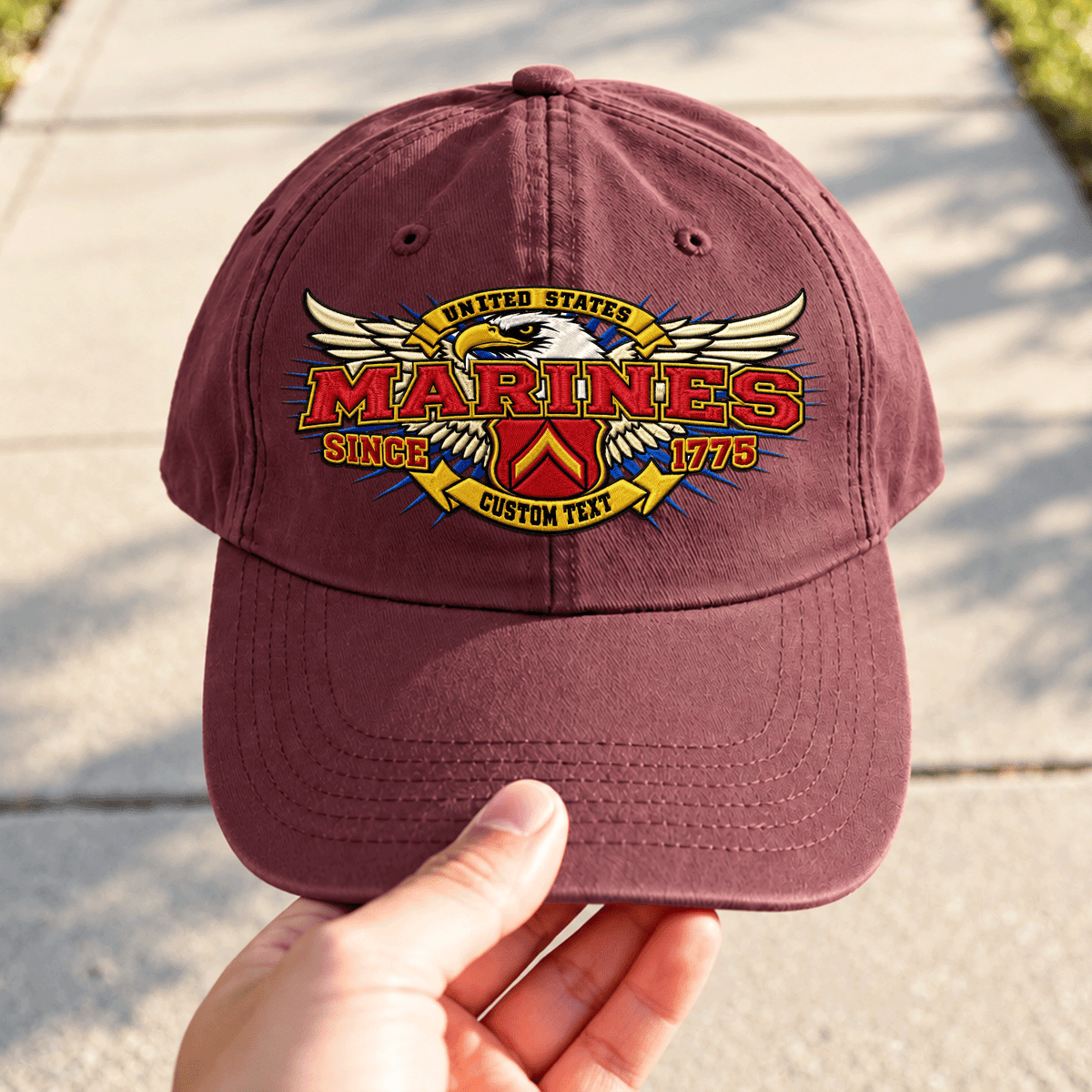 U.S. Marine Corps Washed Cap Personalized Rank Text Military Gift